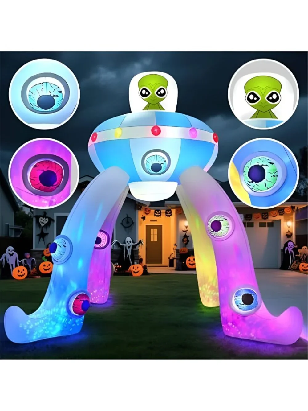 12FT Halloween Inflatables Archway UFO Alien